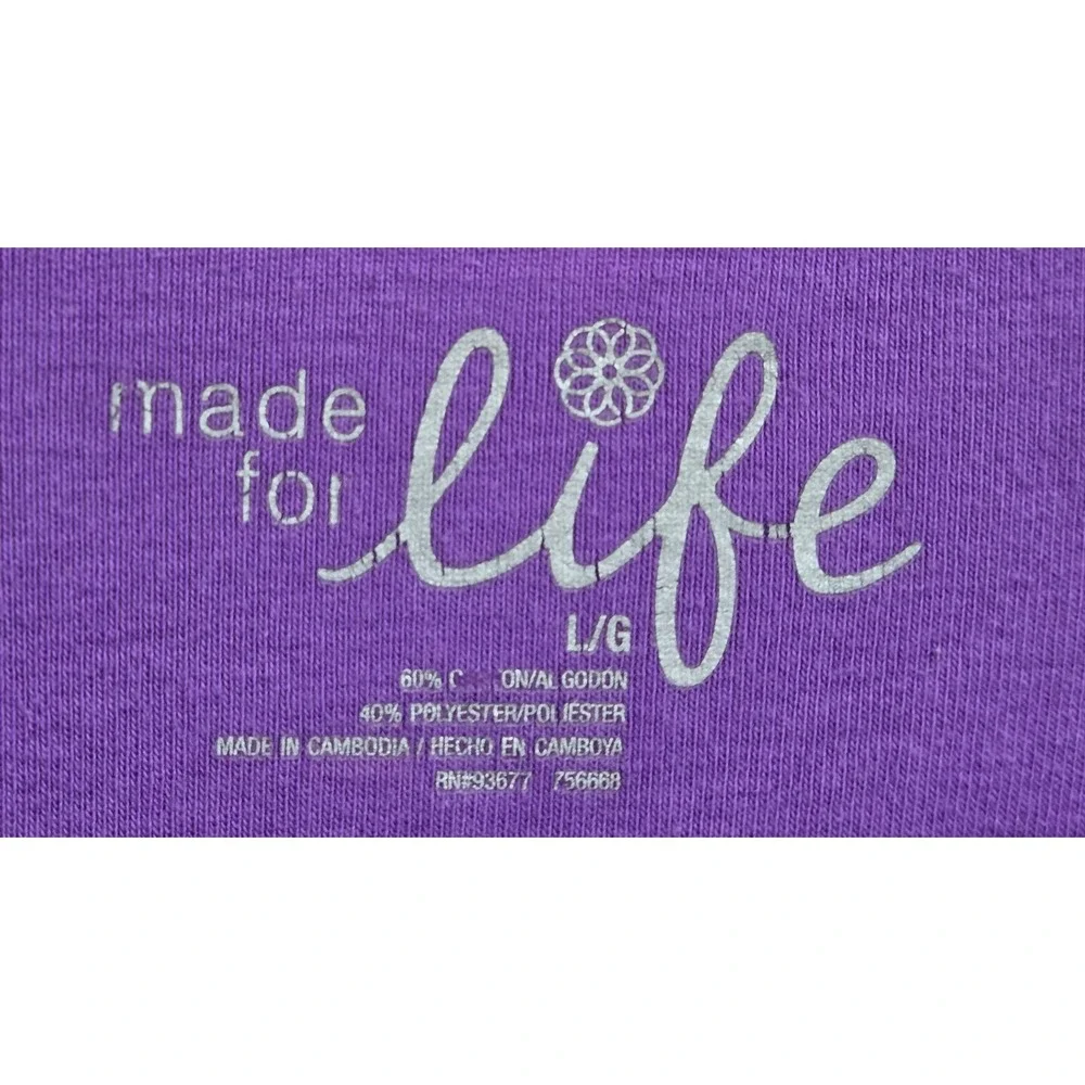 Made For Life Womens Purple Layered V-Neck Short Sleeve T-Shirt Size Large